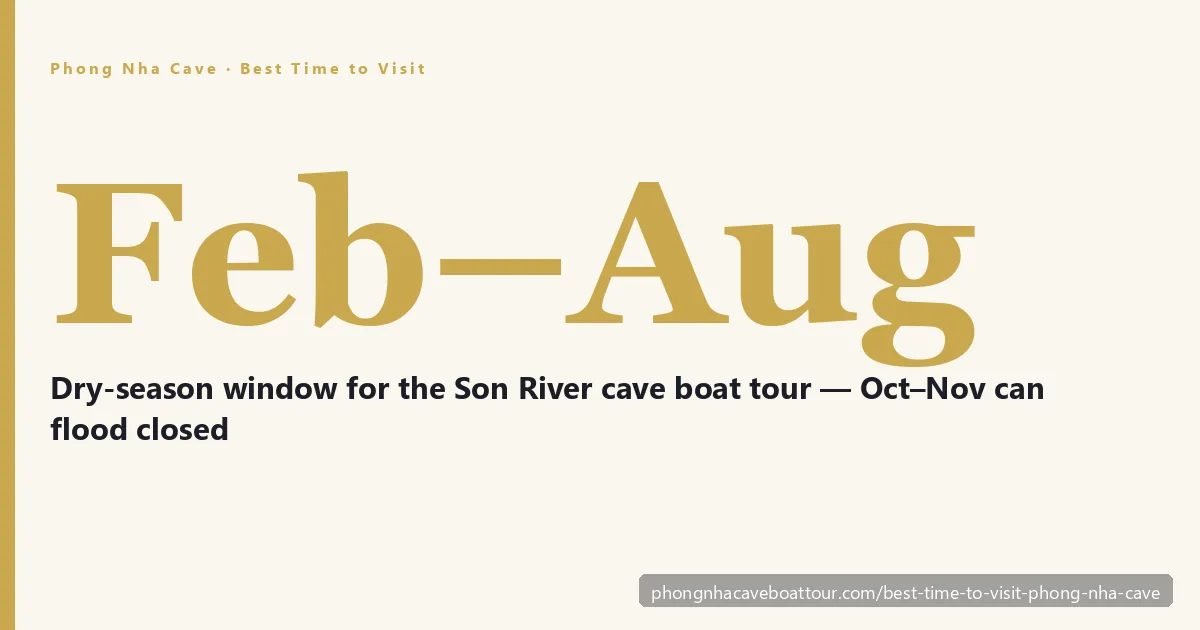 Best time to visit Phong Nha Cave — dragon boats on the Son River in the dry season under clear skies, Quảng Bình, Vietnam